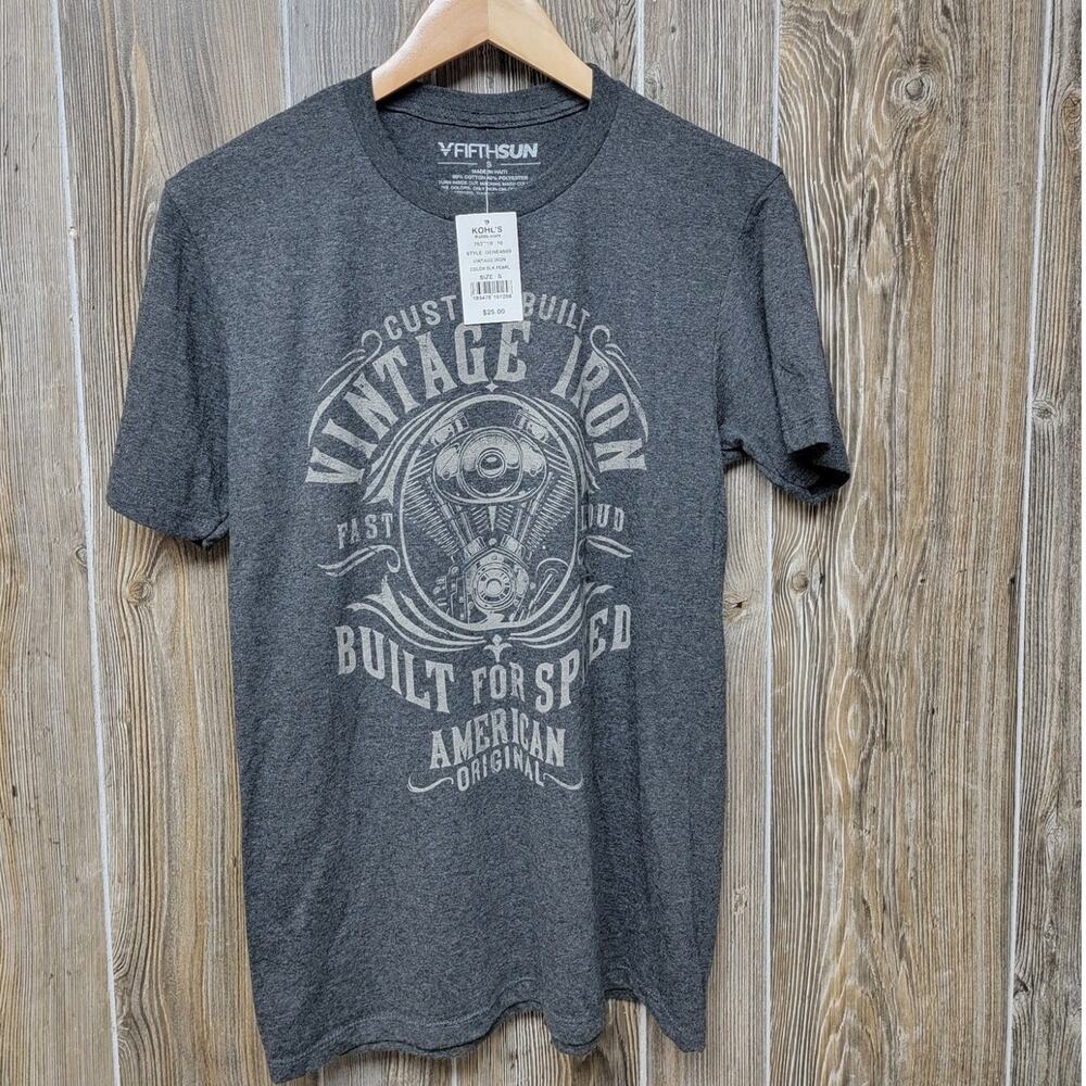 Fifth Sun Motorcycle Graphic Tee Mens Small  T Shirt Vintage Iron Black